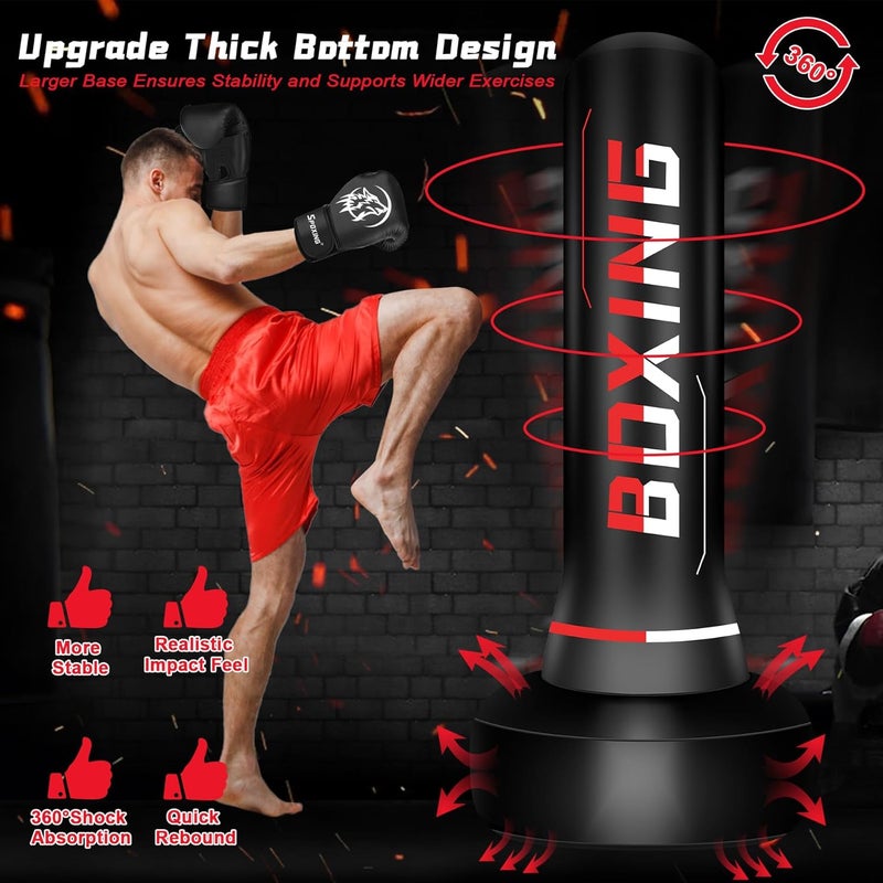 SPOXING Freestanding Punching Bag for Adult Teens, 70" Heavy Punching Bag with Boxing Gloves and Electric Air Pump for Beginners Kickboxing Training MMA Muay Thai Fitness Office Home Gym - Image 3